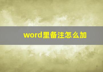 word里备注怎么加