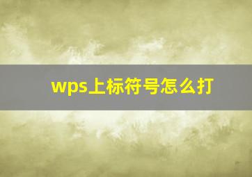 wps上标符号怎么打