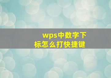 wps中数字下标怎么打快捷键