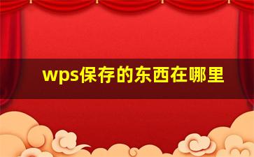 wps保存的东西在哪里