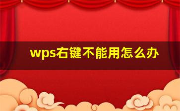 wps右键不能用怎么办