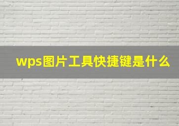 wps图片工具快捷键是什么