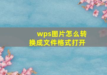 wps图片怎么转换成文件格式打开