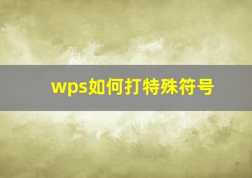 wps如何打特殊符号