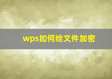 wps如何给文件加密