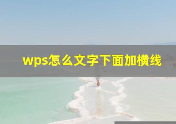 wps怎么文字下面加横线