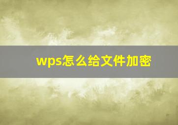 wps怎么给文件加密