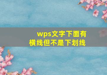 wps文字下面有横线但不是下划线