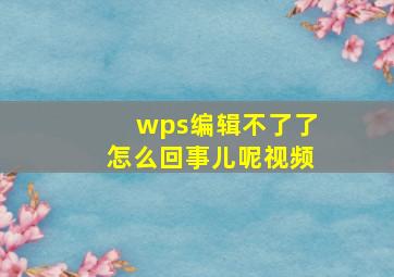 wps编辑不了了怎么回事儿呢视频