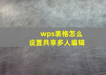 wps表格怎么设置共享多人编辑