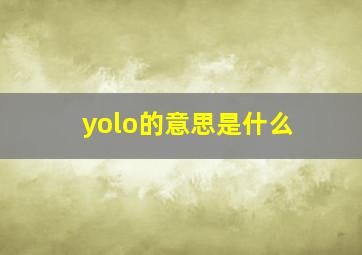 yolo的意思是什么