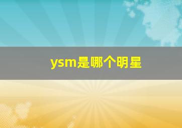 ysm是哪个明星