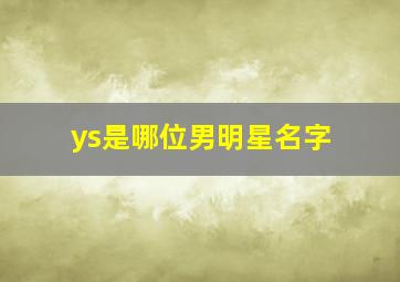 ys是哪位男明星名字