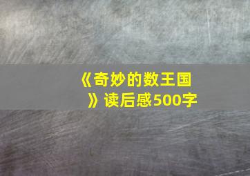 《奇妙的数王国》读后感500字