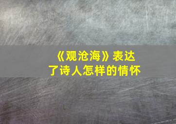 《观沧海》表达了诗人怎样的情怀