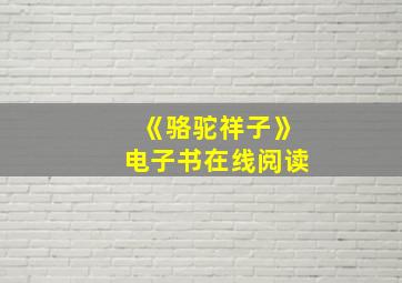 《骆驼祥子》电子书在线阅读