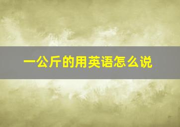 一公斤的用英语怎么说