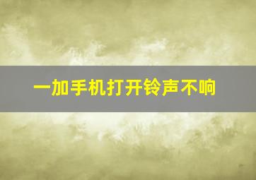 一加手机打开铃声不响