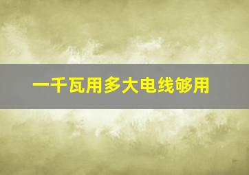 一千瓦用多大电线够用