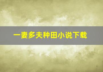 一妻多夫种田小说下载