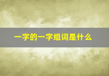 一字的一字组词是什么