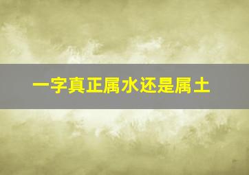 一字真正属水还是属土