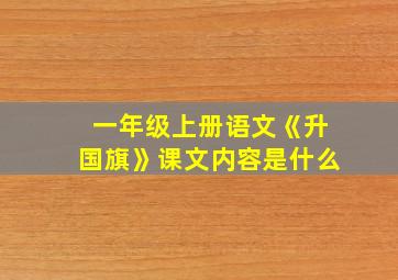 一年级上册语文《升国旗》课文内容是什么