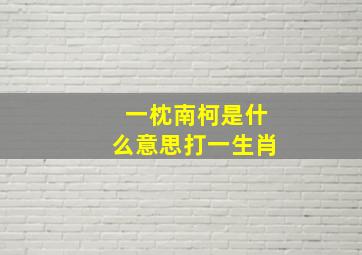 一枕南柯是什么意思打一生肖