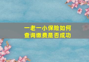 一老一小保险如何查询缴费是否成功