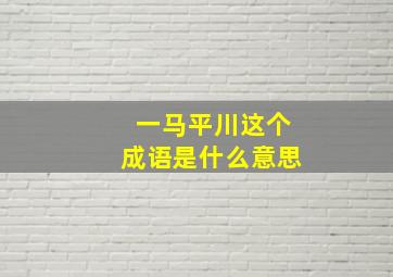 一马平川这个成语是什么意思