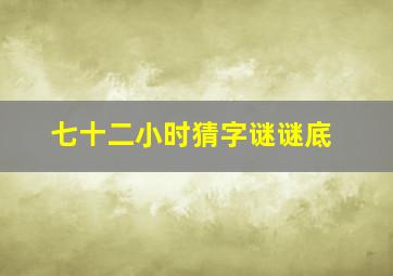 七十二小时猜字谜谜底