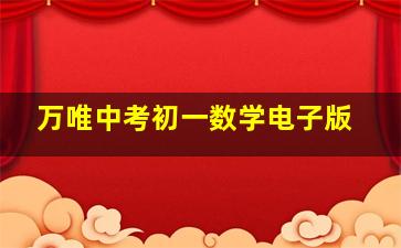 万唯中考初一数学电子版