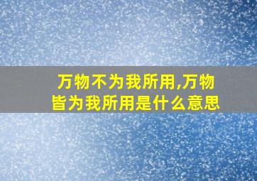 万物不为我所用,万物皆为我所用是什么意思