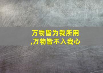 万物皆为我所用,万物皆不入我心