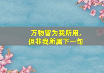 万物皆为我所用,但非我所属下一句