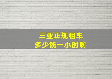 三亚正规租车多少钱一小时啊