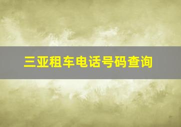 三亚租车电话号码查询