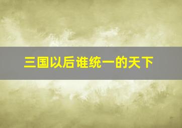 三国以后谁统一的天下