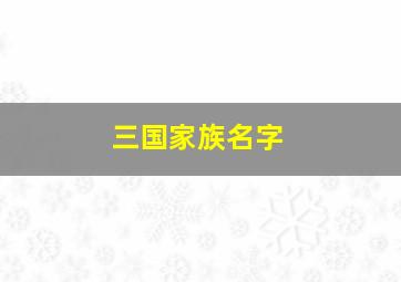 三国家族名字