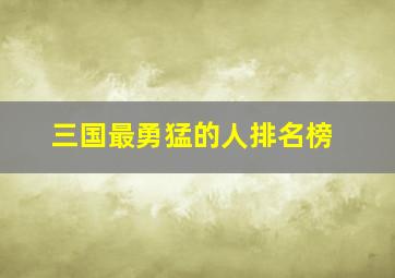 三国最勇猛的人排名榜