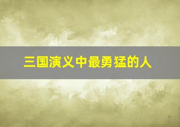 三国演义中最勇猛的人