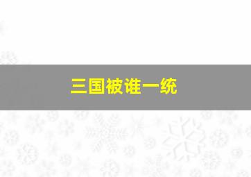 三国被谁一统