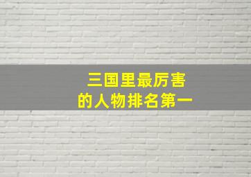 三国里最厉害的人物排名第一