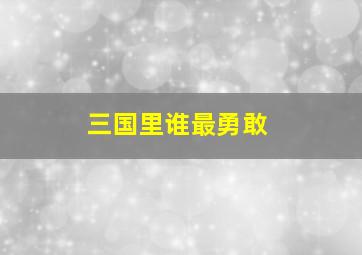 三国里谁最勇敢