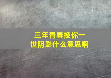 三年青春换你一世阴影什么意思啊