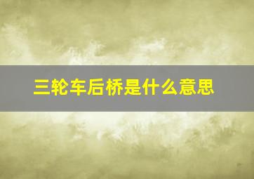 三轮车后桥是什么意思