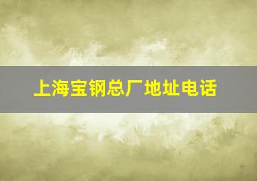 上海宝钢总厂地址电话