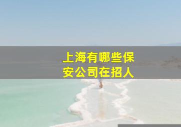 上海有哪些保安公司在招人