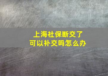 上海社保断交了可以补交吗怎么办