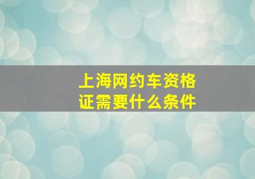 上海网约车资格证需要什么条件